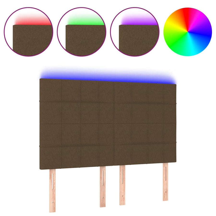 Hoofdbord Led Stof 144 x 5 x 118/128 cm Donkerbruin
