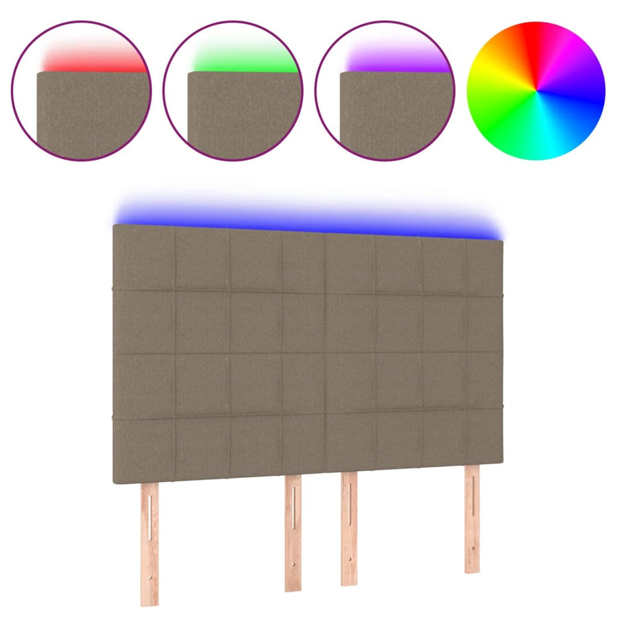Hoofdbord Led Stof 144 x 5 x 118/128 cm Taupe