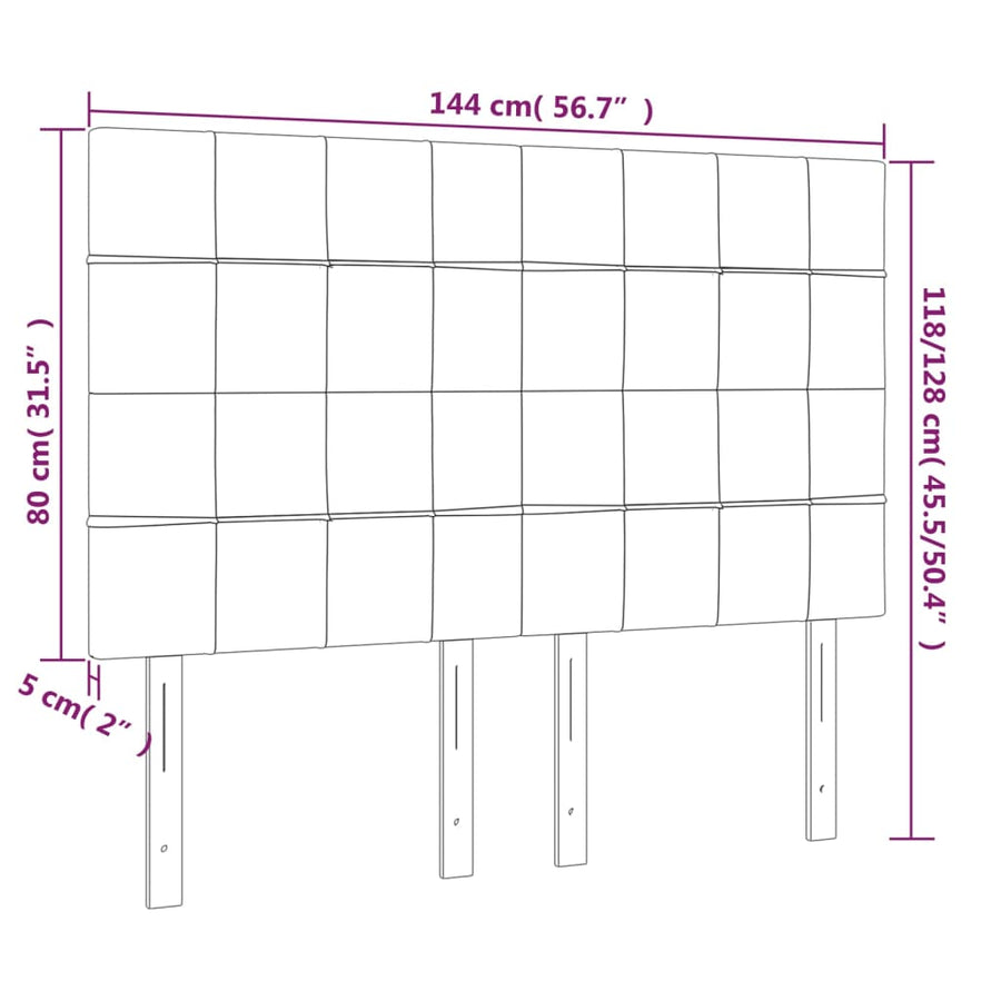Hoofdbord Led Stof 144 x 5 x 118/128 cm Taupe