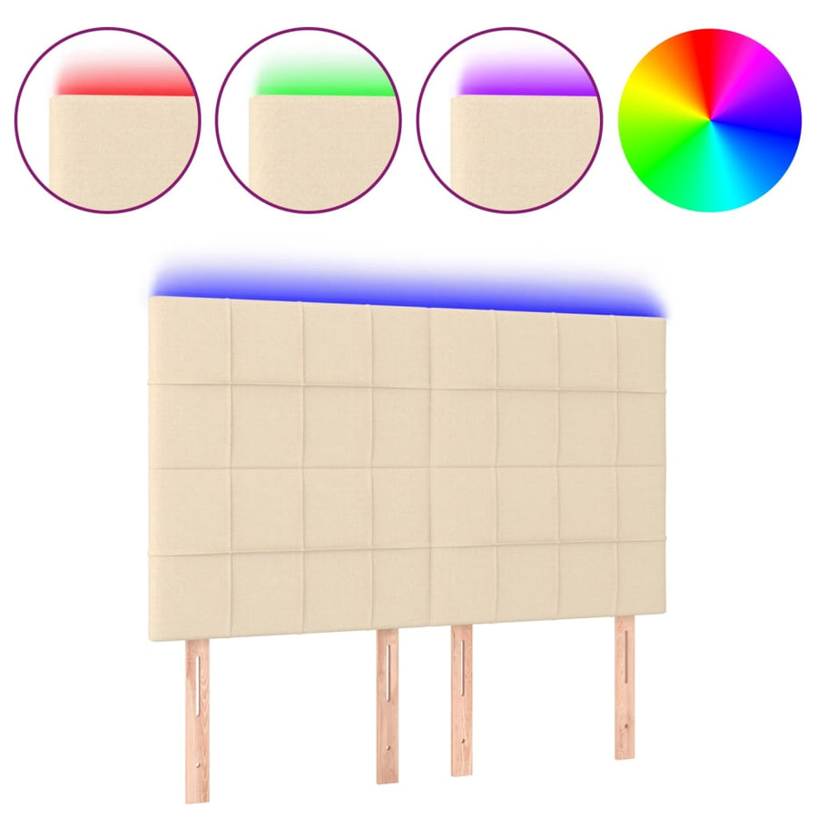 Hoofdbord LED 144x5x118/128 cm stof crèmekleurig 144 x 5 x 118/128 cm Crème