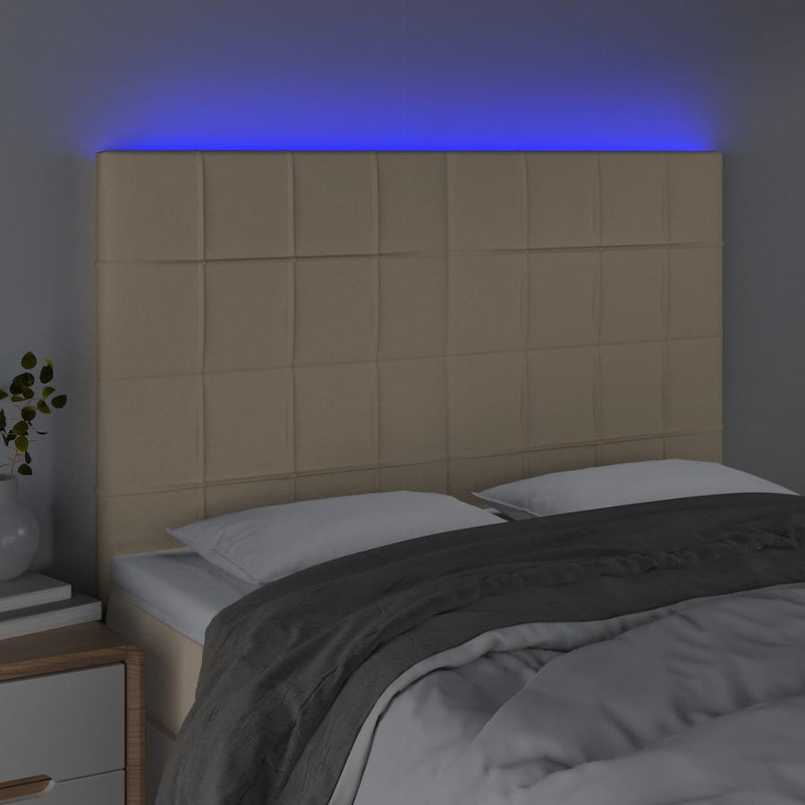 Hoofdbord LED 144x5x118/128 cm stof crèmekleurig 144 x 5 x 118/128 cm Crème