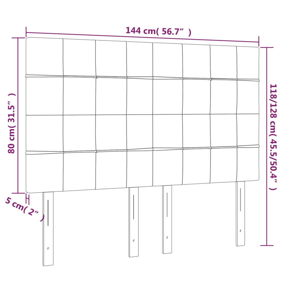 Hoofdbord LED 144x5x118/128 cm stof crèmekleurig 144 x 5 x 118/128 cm Crème