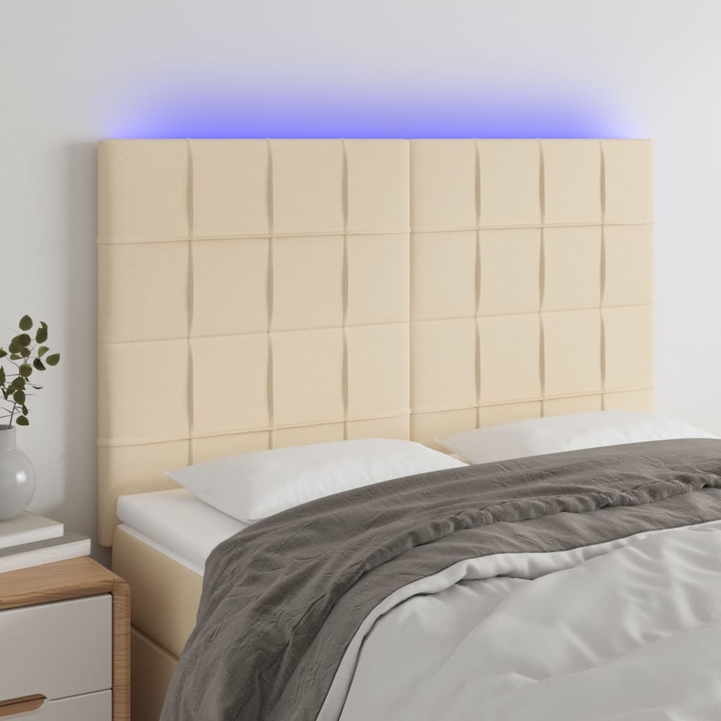 Hoofdbord LED 144x5x118/128 cm stof crèmekleurig 144 x 5 x 118/128 cm Crème
