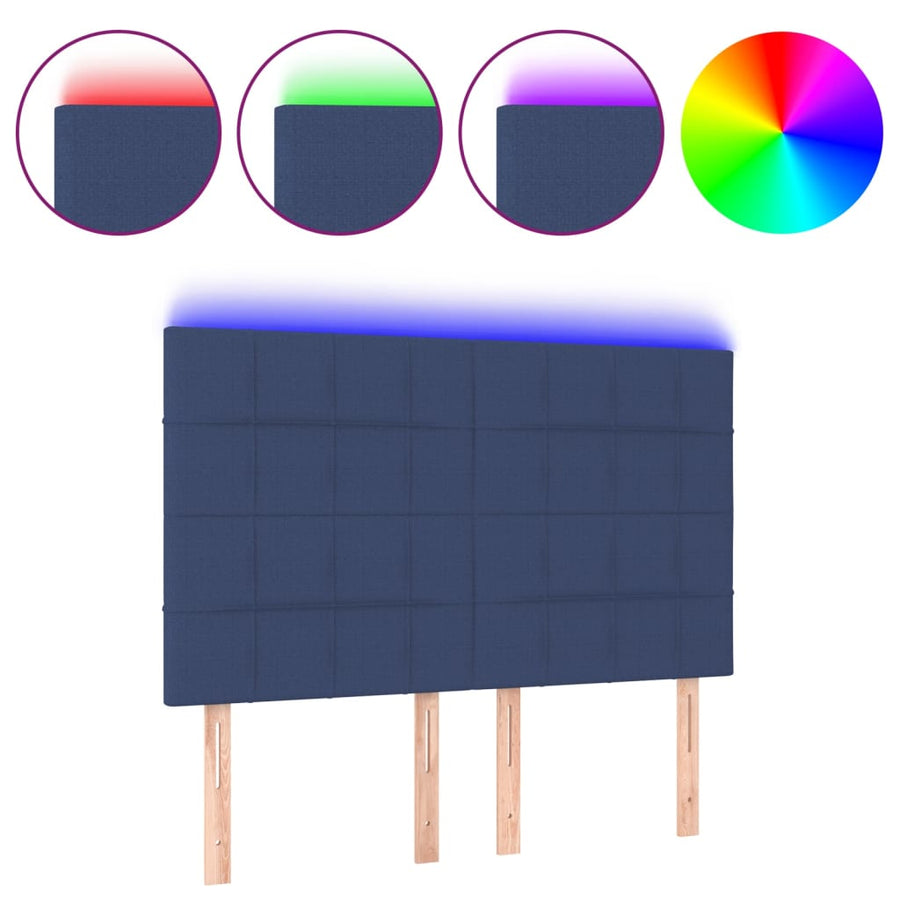 Hoofdbord LED 144x5x118/128 cm stof blauw 144 x 5 x 118/128 cm Blauw