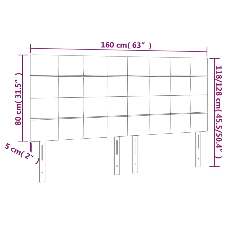 Hoofdbord Led Stof 160 x 5 x 118/128 cm Zwart