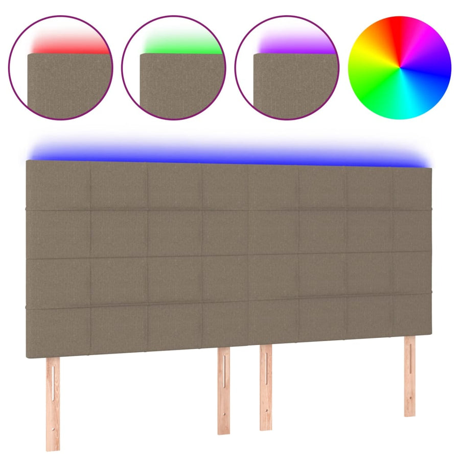 Hoofdbord Led Stof 160 x 5 x 118/128 cm Taupe
