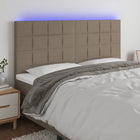 Hoofdbord 160x5x118/128 cm stof taupe LED