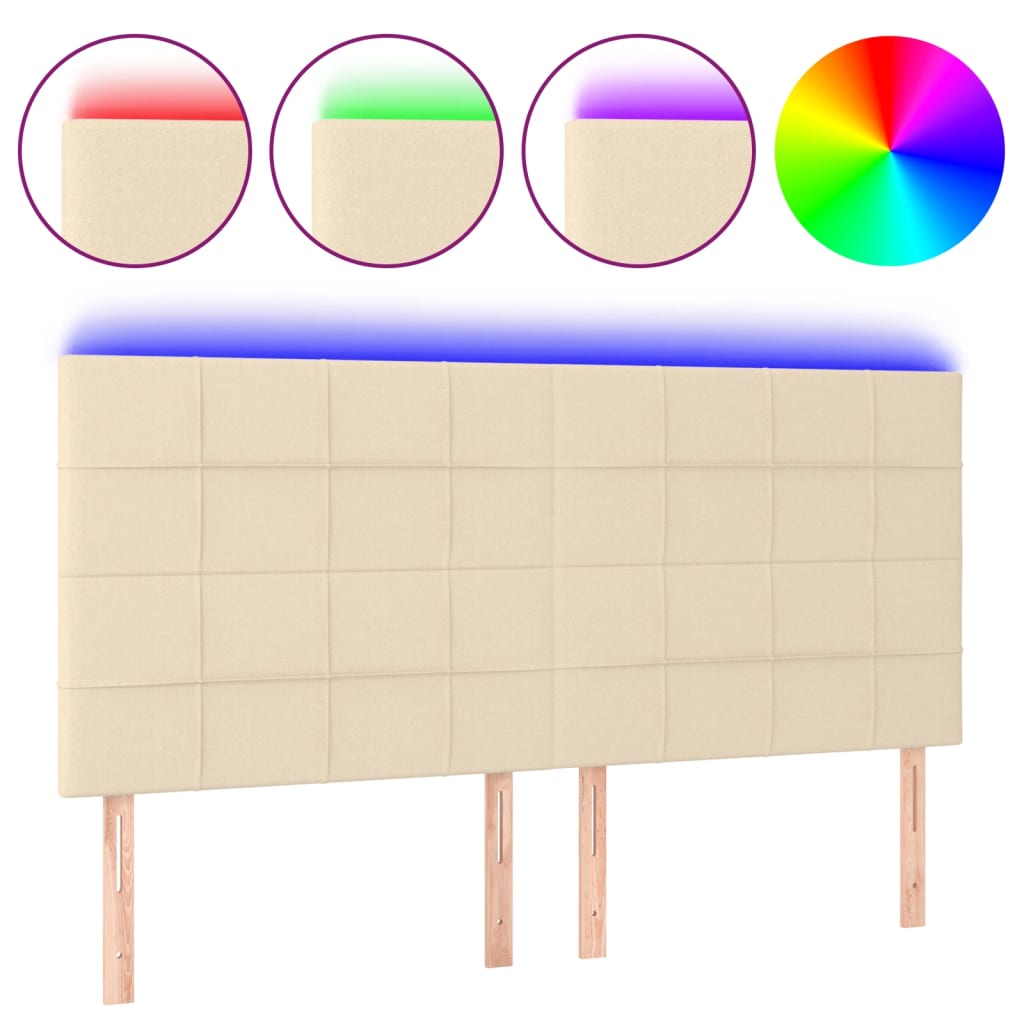 Hoofdbord LED 160x5x118/128 cm stof crèmekleurig 160 x 5 x 118/128 cm Crème