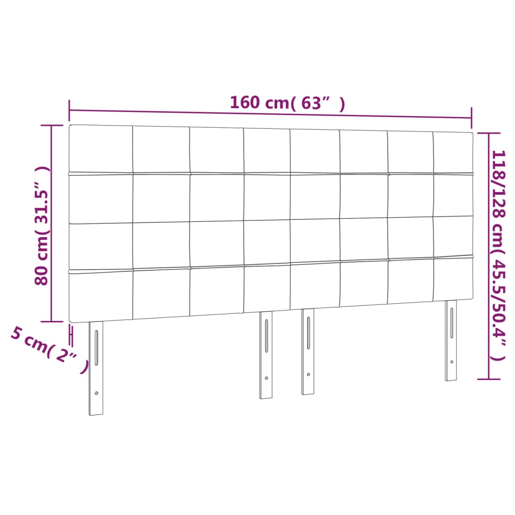 Hoofdbord LED 160x5x118/128 cm stof crèmekleurig 160 x 5 x 118/128 cm Crème