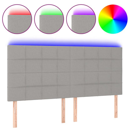 Hoofdbord LED 180x5x118/128 cm stof lichtgrijs 180 x 5 x 118/128 cm Lichtgrijs