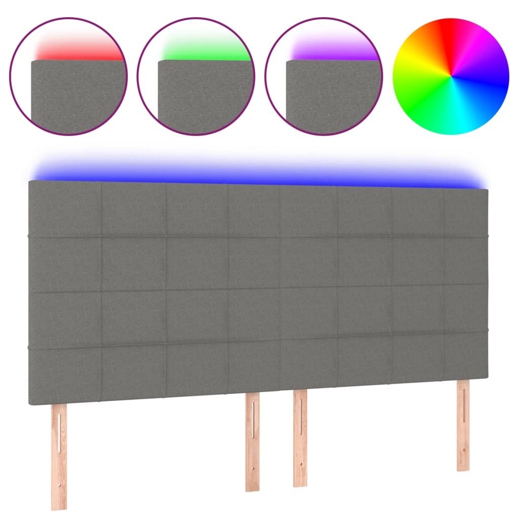 Hoofdbord Led Stof 180 x 5 x 118/128 cm Donkergrijs