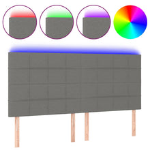 Hoofdbord Led Stof 180 x 5 x 118/128 cm Donkergrijs