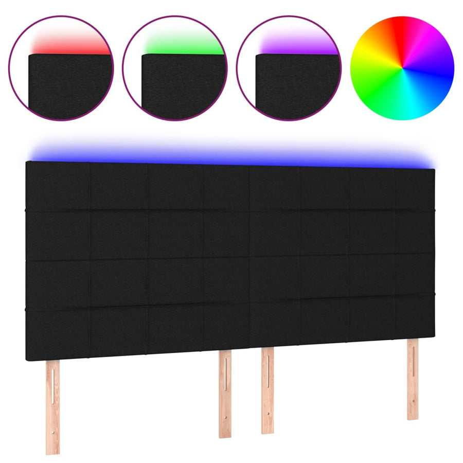 Hoofdbord Led Stof 180 x 5 x 118/128 cm Zwart