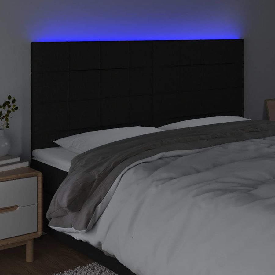 Hoofdbord Led Stof 180 x 5 x 118/128 cm Zwart