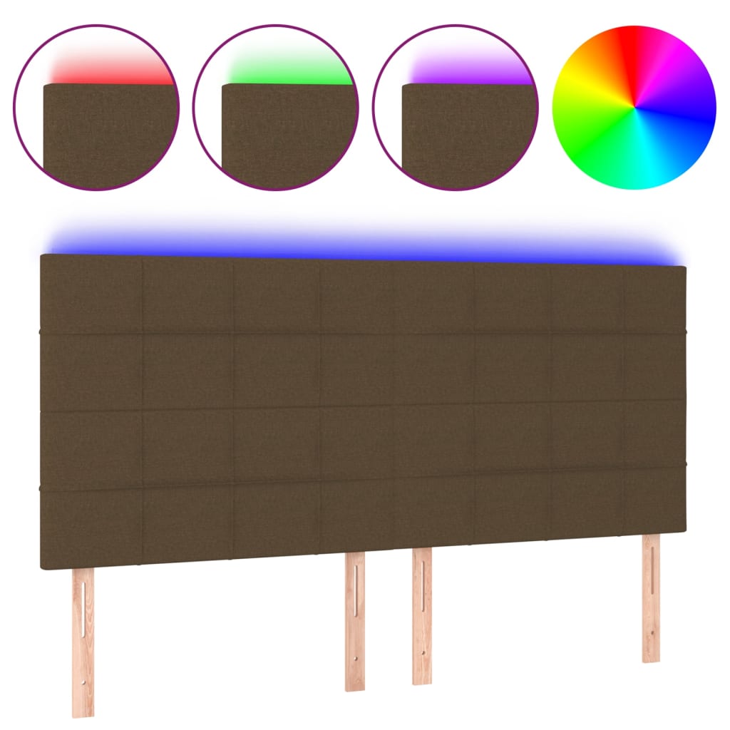 Hoofdbord Led Stof 180 x 5 x 118/128 cm Donkerbruin