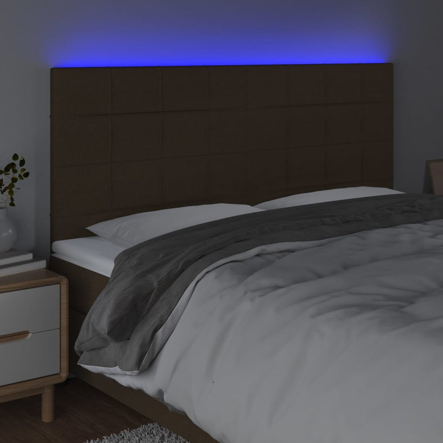 Hoofdbord Led Stof 180 x 5 x 118/128 cm Donkerbruin