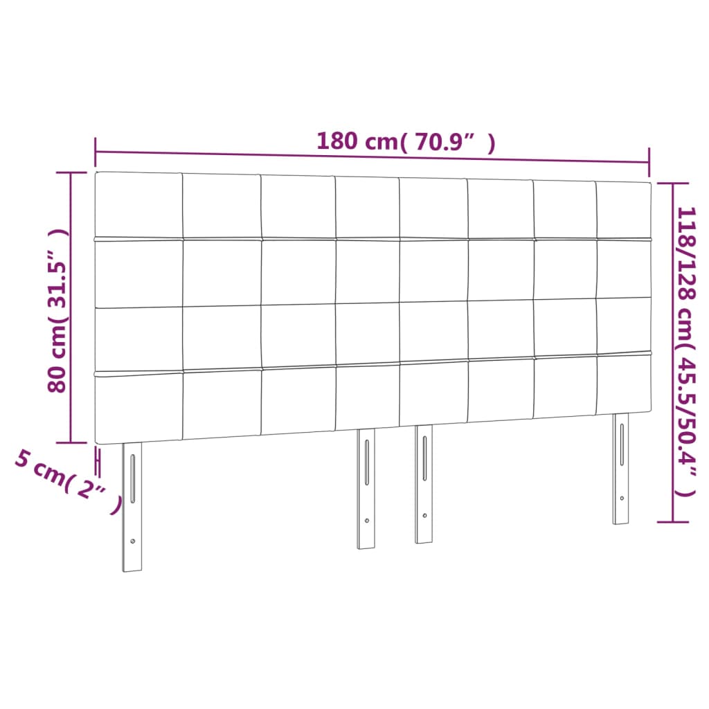 Hoofdbord Led Stof 180 x 5 x 118/128 cm Donkerbruin
