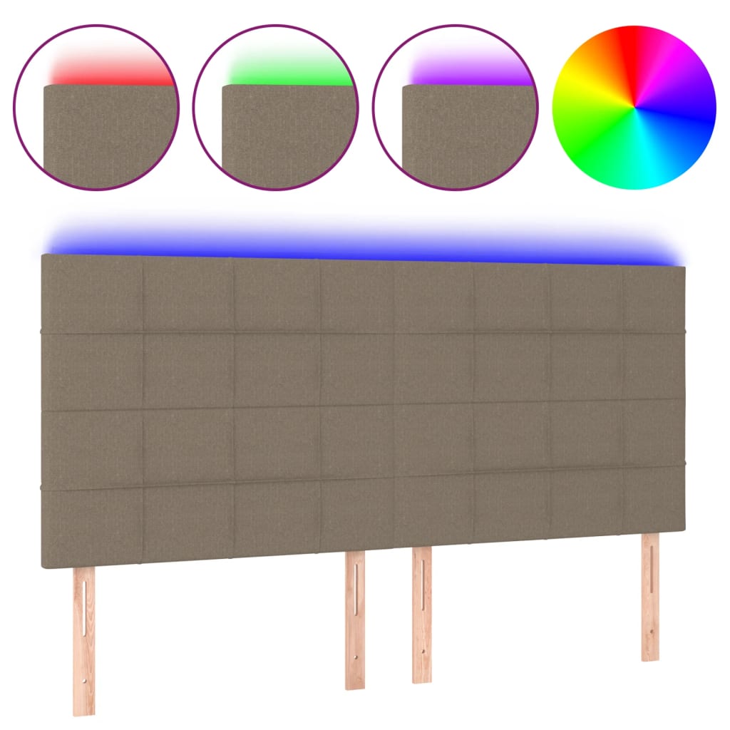 Hoofdbord Led Stof 180 x 5 x 118/128 cm Taupe
