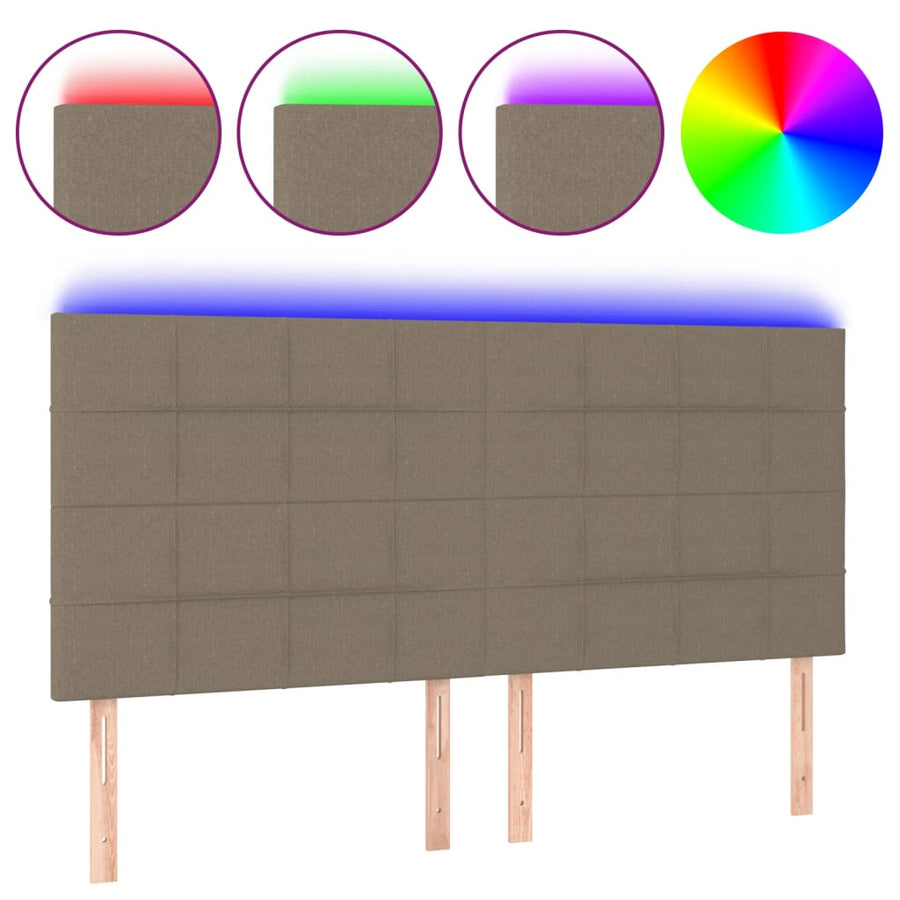 Hoofdbord Led Stof 180 x 5 x 118/128 cm Taupe