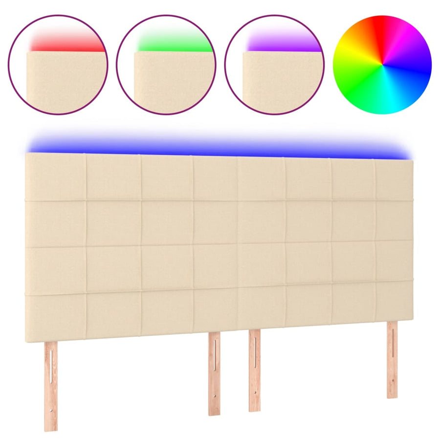 Hoofdbord Led Stof Kleurig 180 x 5 x 118/128 cm Crème