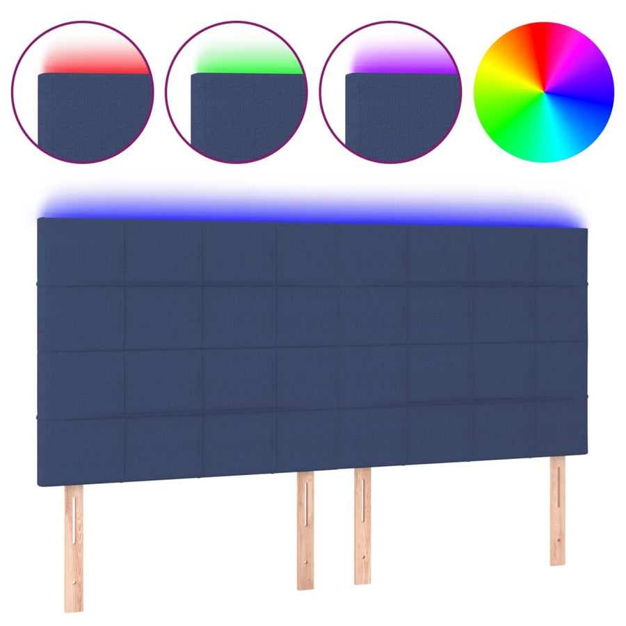 Hoofdbord Led Stof 180 x 5 x 118/128 cm Blauw