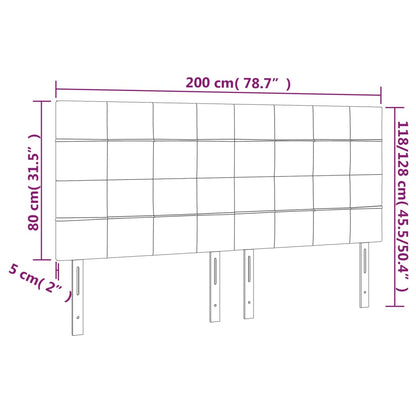 Hoofdbord LED 200x5x118/128 cm stof zwart 200 x 5 x 118/128 cm Zwart