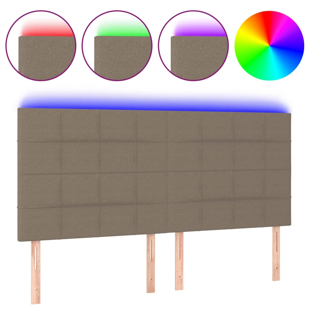 Hoofdbord Led Stof 200 x 5 x 118/128 cm Taupe