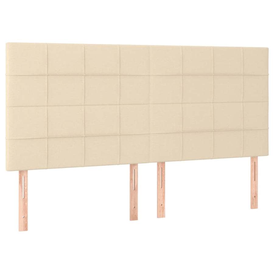 Hoofdbord LED 200x5x118/128 cm stof crèmekleurig 200 x 5 x 118/128 cm Crème