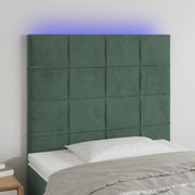 Hoofdbord 80x5x118/128 cm fluweel donkergroen LED