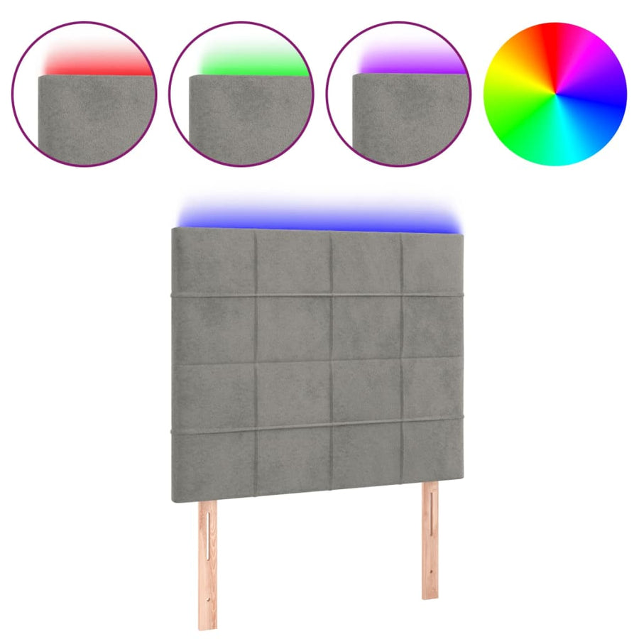 Hoofdbord Led Fluweel 90 x 5 x 118/128 cm Lichtgrijs