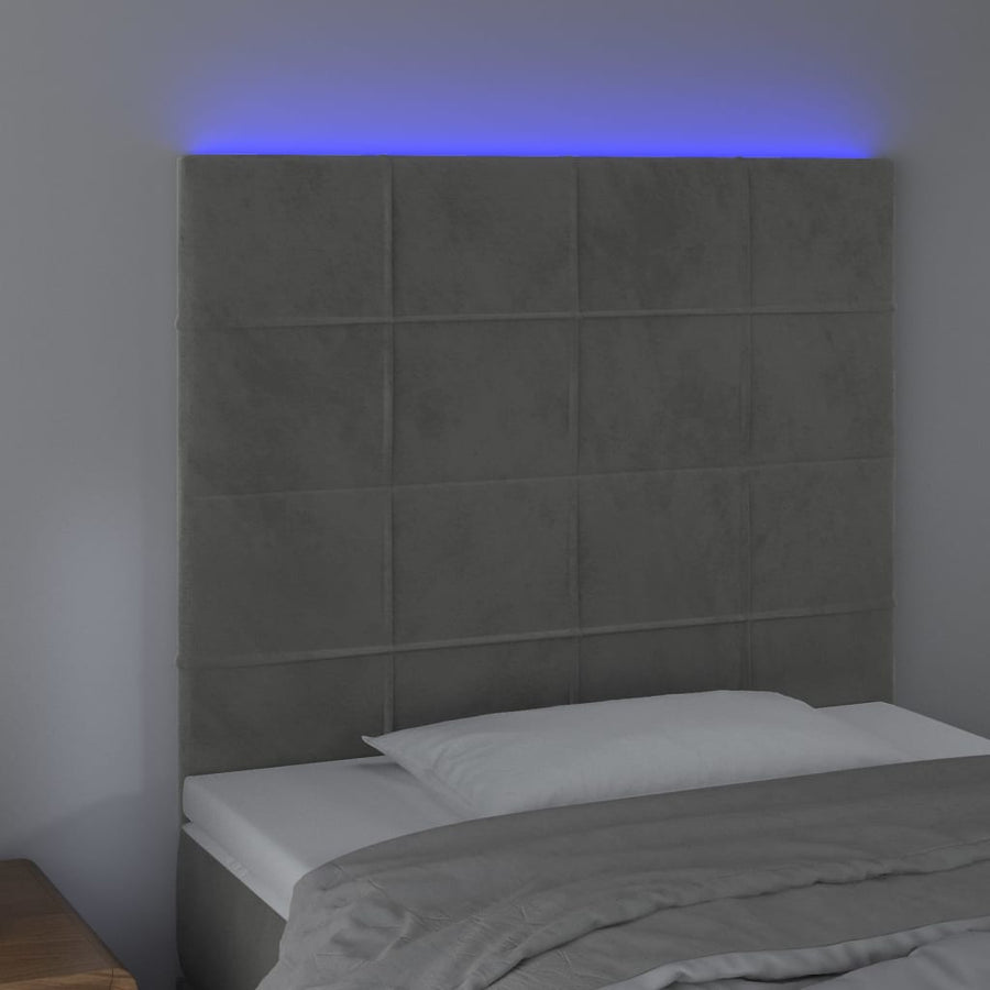 Hoofdbord Led Fluweel 90 x 5 x 118/128 cm Lichtgrijs