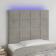 Hoofdbord 90x5x118/128 cm fluweel lichtgrijs LED