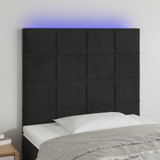 Hoofdbord 90x5x118/128 cm fluweel zwart LED