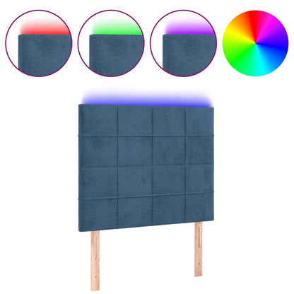 Hoofdbord Led Fluweel 1 90 x 5 x 118/128 cm Donkerblauw
