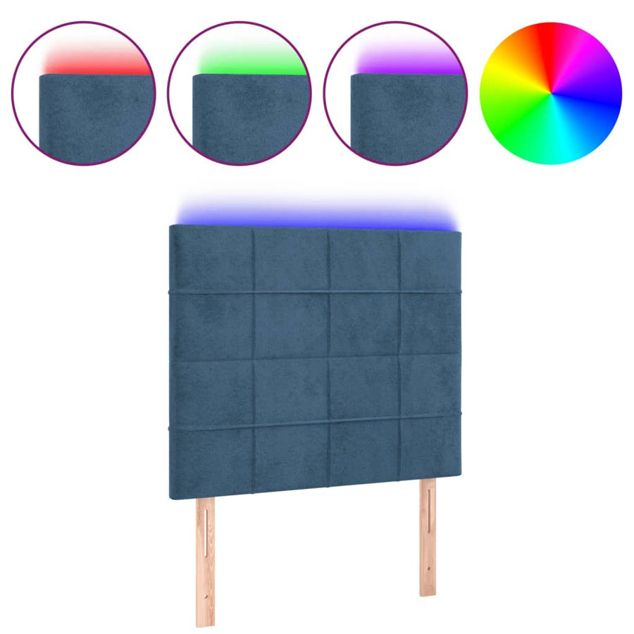 Hoofdbord Led Fluweel 1 90 x 5 x 118/128 cm Donkerblauw