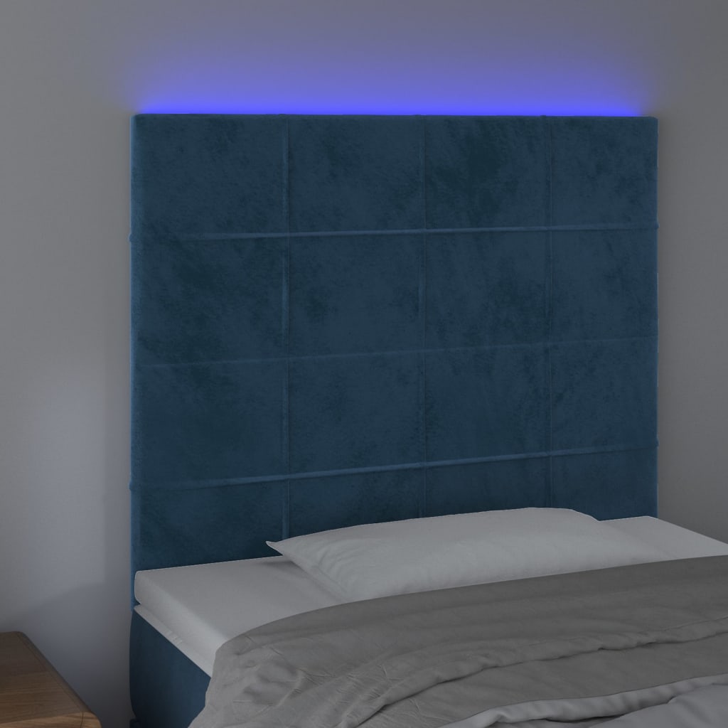 Hoofdbord Led Fluweel 1 90 x 5 x 118/128 cm Donkerblauw