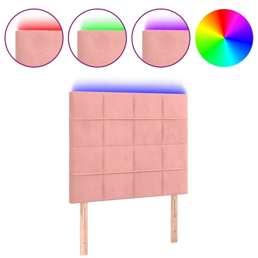 Hoofdbord Led Fluweel 90 x 5 x 118/128 cm Roze