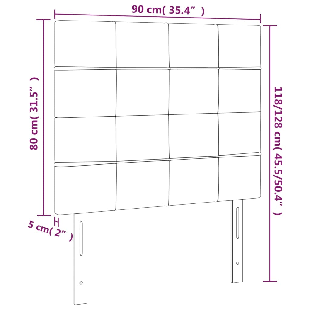 Hoofdbord Led Fluweel 90 x 5 x 118/128 cm Roze