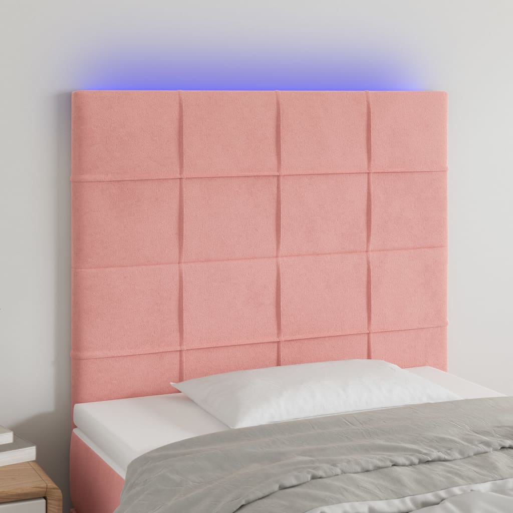 Hoofdbord Led Fluweel 90 x 5 x 118/128 cm Roze