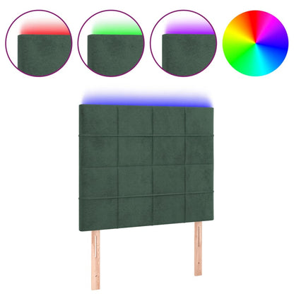 Hoofdbord Led Fluweel 100 x 5 x 118/128 cm Donkergroen