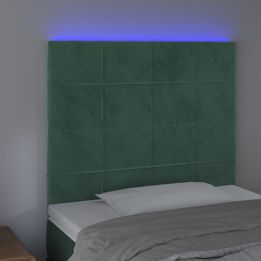 Hoofdbord Led Fluweel 100 x 5 x 118/128 cm Donkergroen