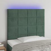 Hoofdbord 100x5x118/128 cm fluweel donkergroen LED
