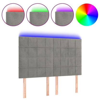 Hoofdbord Led Fluweel 144 x 5 x 118/128 cm Lichtgrijs