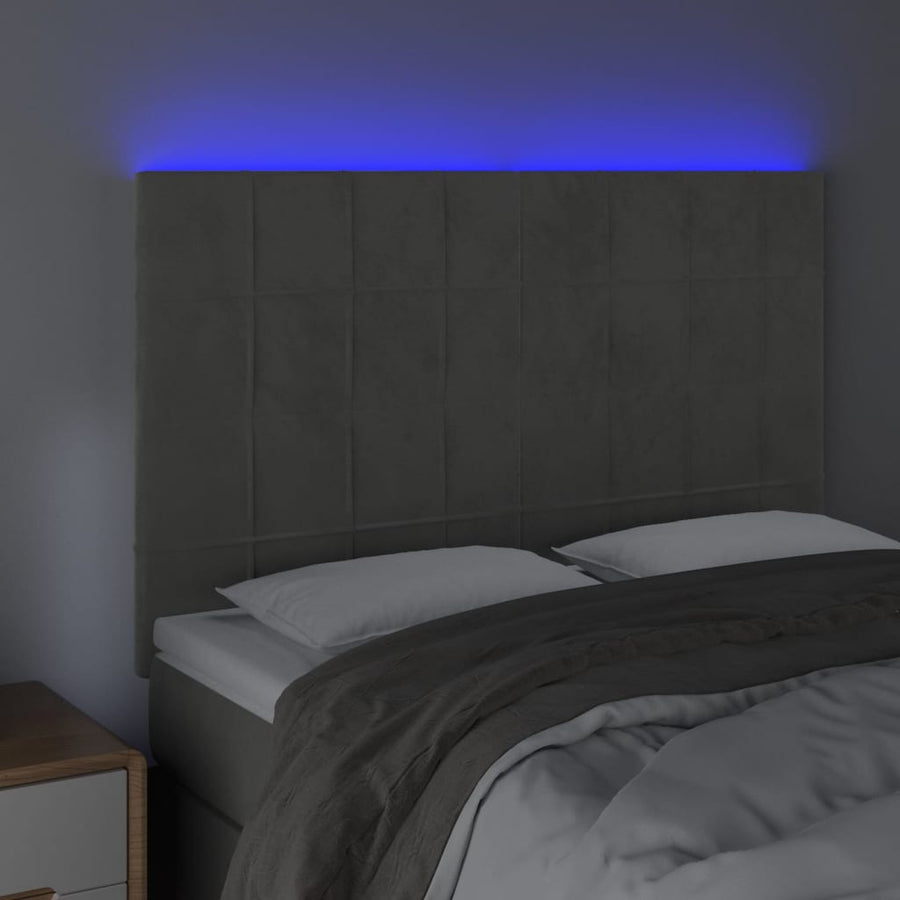 Hoofdbord Led Fluweel 144 x 5 x 118/128 cm Lichtgrijs