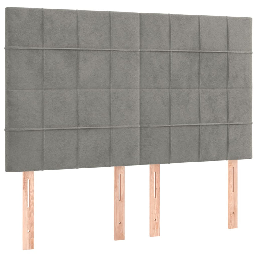 Hoofdbord Led Fluweel 144 x 5 x 118/128 cm Lichtgrijs