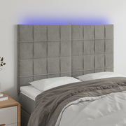 Hoofdbord 144x5x118/128 cm fluweel lichtgrijs LED