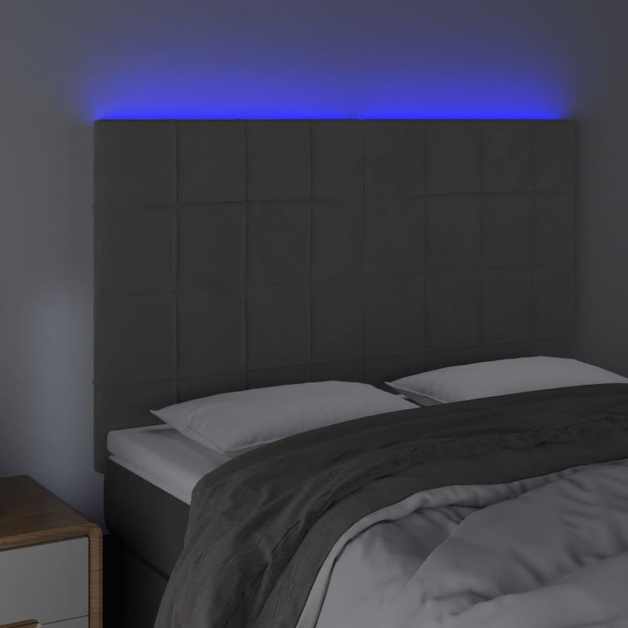 Hoofdbord Led Fluweel 144 x 5 x 118/128 cm Donkergrijs