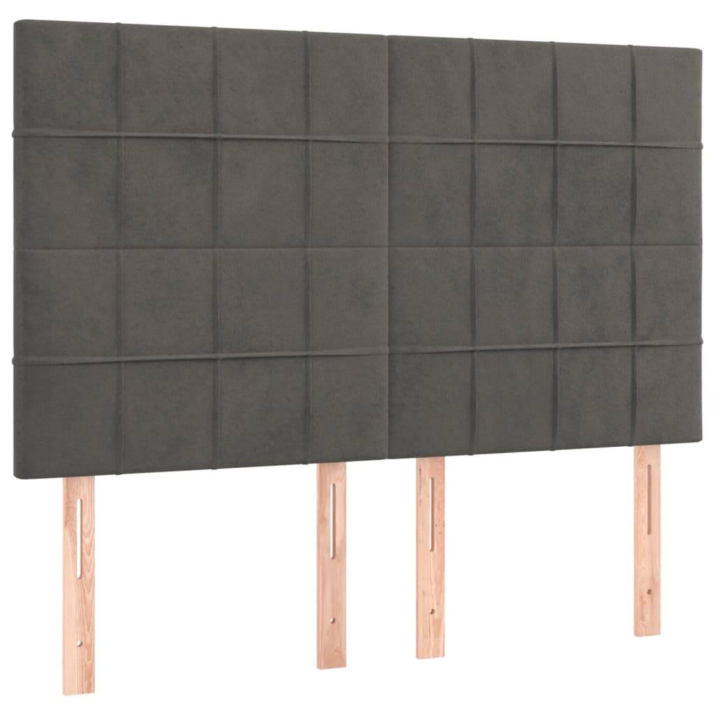 Hoofdbord Led Fluweel 144 x 5 x 118/128 cm Donkergrijs
