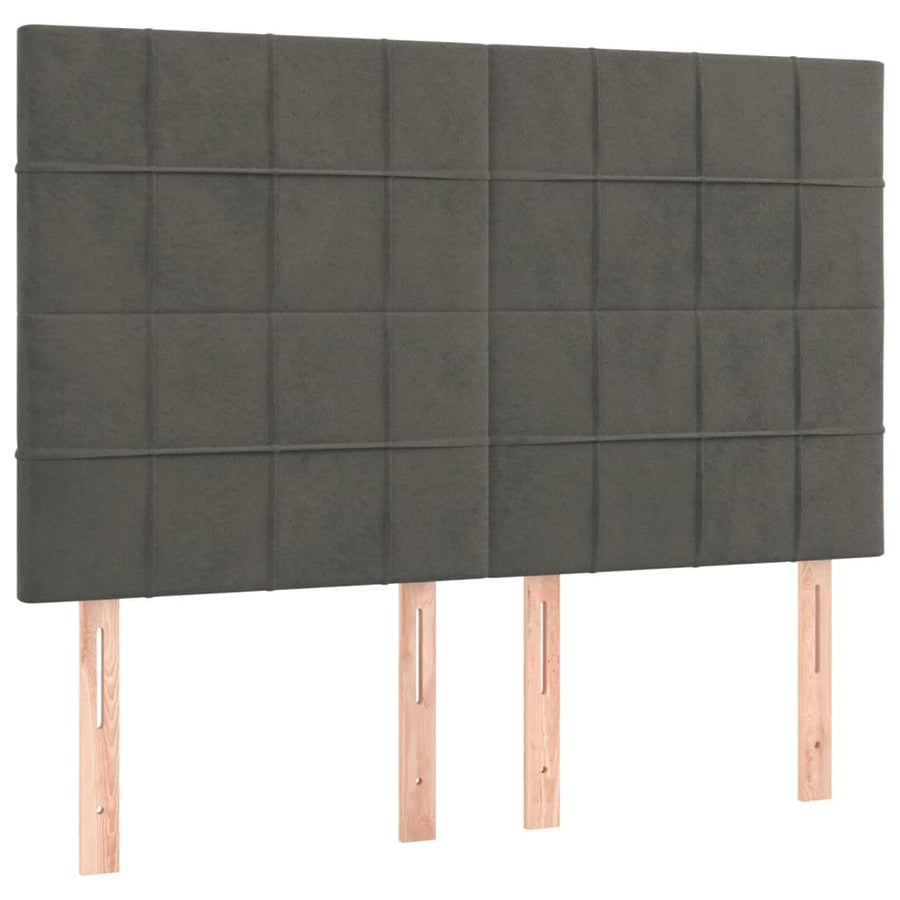 Hoofdbord Led Fluweel 144 x 5 x 118/128 cm Donkergrijs