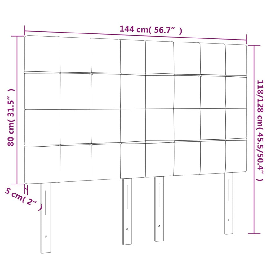 Hoofdbord Led Fluweel 144 x 5 x 118/128 cm Donkergrijs